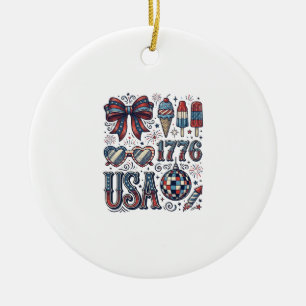 Vintage USA 1776 Patriotisches Sommer-Shirt Design Keramik Ornament