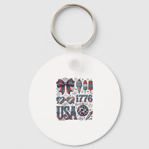 Vintage USA 1776 Patriotisches Sommer-Shirt Design Schlüsselanhänger