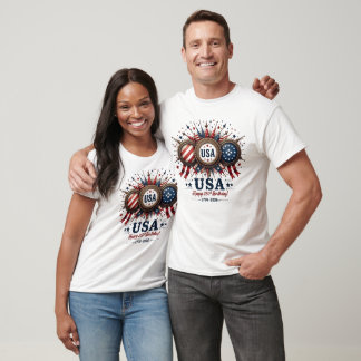 Vintage USA 250. Geburtstags-Patriotisches Abzeich T-Shirt