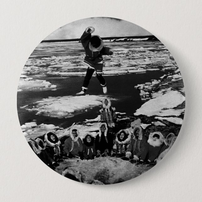 Vintage USA Alaska Eskimo-Decke werfen Button (Vorderseite)