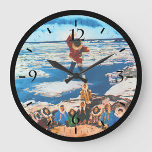 Vintage USA Alaska eskimo Decke werfen Große Wanduhr