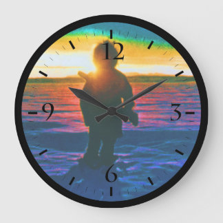 Vintage USA Alaska eskimo Jäger Sonnenuntergang Große Wanduhr