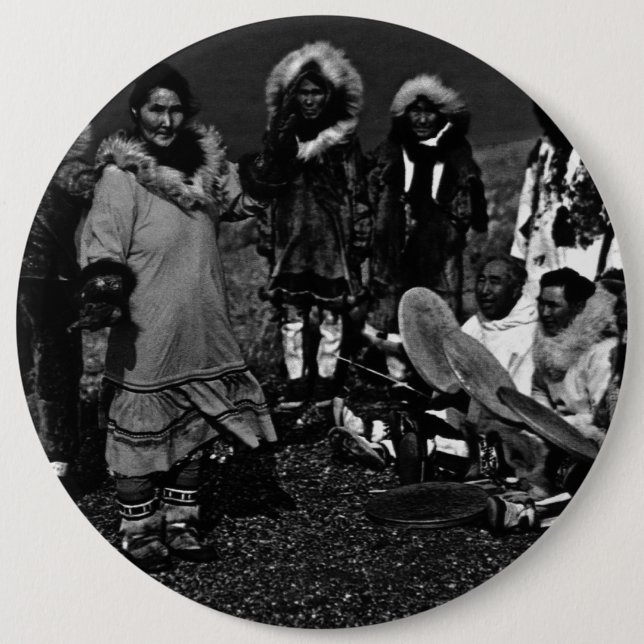 Vintage USA Alaska Eskimo-Tänzer Button (Vorderseite)