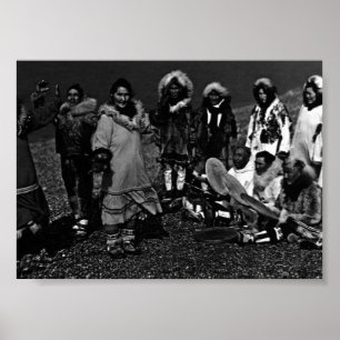 Vintage USA Alaska Eskimo-Tänzer Poster