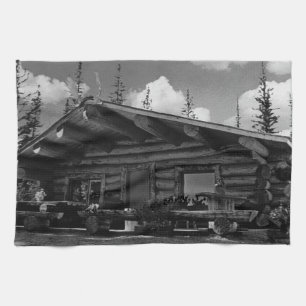 Vintage USA Alaska Moderne alaskische Blockhütte 1 Handtuch