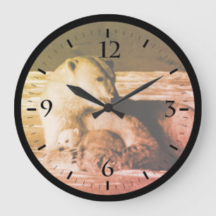 Vintage USA Alaska Mutter Eisbär Großer Bär Große Wanduhr