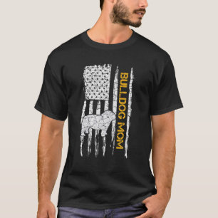 Vintage USA American Flag English Bulldog Dog Mama T-Shirt
