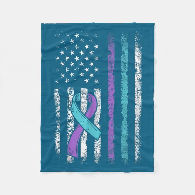 Vintage Usa American Flag Suicide Prevention Aware Fleecedecke (Vorderseite)