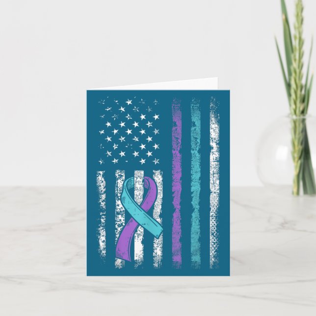 Vintage Usa American Flag Suicide Prevention Aware Karte (Vorderseite)