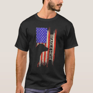 Vintage-USA-Amerikanische-Flagge-Beagle-Hund-Mama- T-Shirt