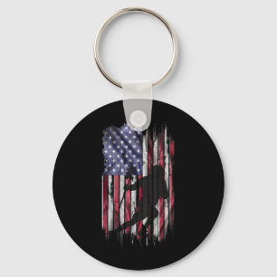 Vintage-USA-Amerikanische-Flagge-Lacrosse-Spieler- Schlüsselanhänger