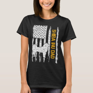 Vintage USA Amerikanische Flagge Shiba Inu Hund Pa T-Shirt