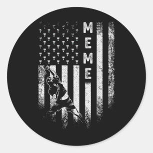 Vintage-USA-Amerikanische-Flagge Stolz Badminton M Runder Aufkleber