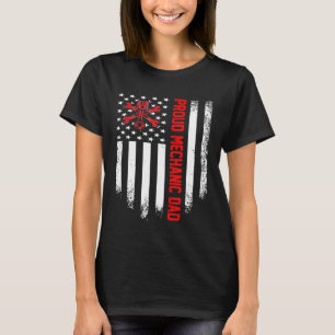 Vintage-USA-Amerikanische-Flagge-Stolzer-Mechanike T-Shirt
