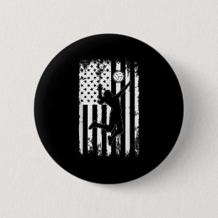 Vintage USA Amerikanische Flagge Volleyball Spiele Button