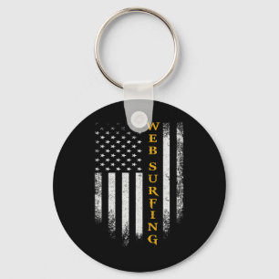Vintage-USA-Amerikanische-Flagge-Web-Surfen-Lustig Schlüsselanhänger