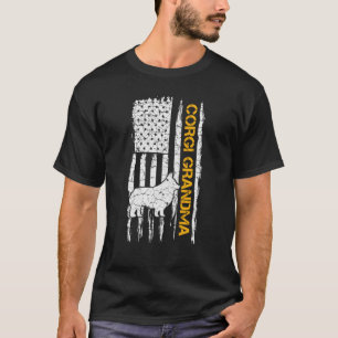 Vintage-USA-Amerikanische-Flagge-Welsh-Corgi-Hund- T-Shirt