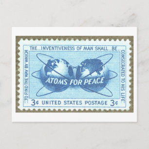 Vintage USA "Atome für den Frieden" Briefmarke Postkarte
