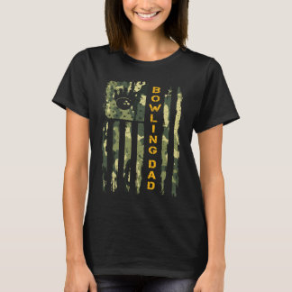 Vintage USA Camouflage Flag Proud Bowling Vater Bo T-Shirt