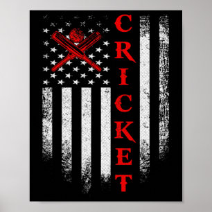 Vintage Usa Cricket Amerikanische Flagge Cricketsp Poster
