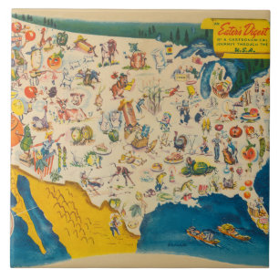 Vintage-USA-Essenskarte Fliese