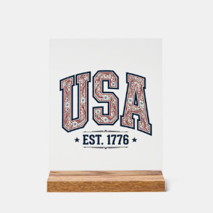 Vintage USA Est 1776 Patriotic Engraving Shirt_1 Acrylschild
