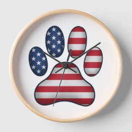 Vintage USA Flag 4. Juli Paw Print Patriotic Uhr