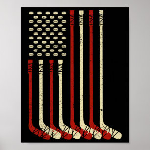 Vintage-USA-Flag-Eishockey - Lustiges Eishockey US Poster