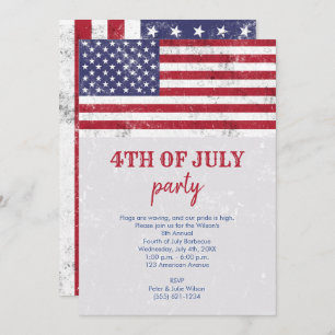 Vintage USA Flag Patriotic American 4. Juli Party Einladung