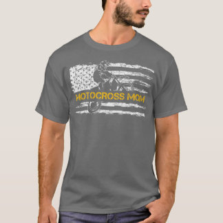 Vintage USA Flag Proud Motocross Dirt Bike Mama T-Shirt