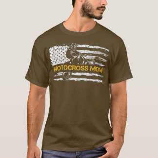 Vintage USA Flag Proud Motocross Dirt Bike Mama T-Shirt