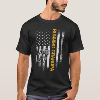 Vintage USA Flag Proud Running Opa Runner Silh T-Shirt