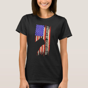 Vintage-USA-Flagge Französische Bulldogge Oma Fren T-Shirt