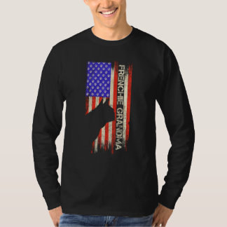 Vintage-USA-Flagge Französische Bulldogge Oma Fren T-Shirt