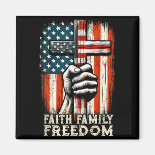 Vintage-USA-Flagge Glaube Familie Dom Patriotisch Magnet