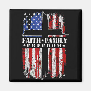 Vintage-USA-Flagge Glaube Familie Dom Patriotisch Magnet