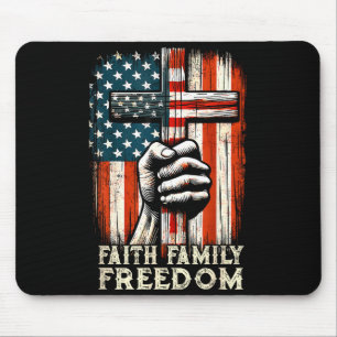 Vintage-USA-Flagge Glaube Familie Dom Patriotisch  Mousepad
