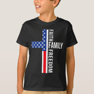 Vintage-USA-Flagge Glaube Familie Dom Patriotisch  T-Shirt