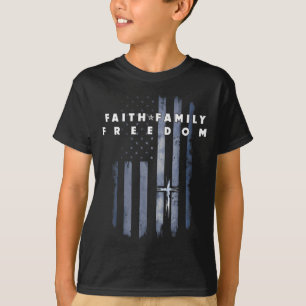 Vintage-USA-Flagge Glaube Familie Freiheit Patriot T-Shirt
