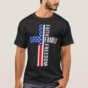 Vintage USA-Flagge Glaube Familie Freiheit Patriot T-Shirt
