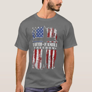 Vintage USA-Flagge Glaube Familie Freiheit Patriot T-Shirt
