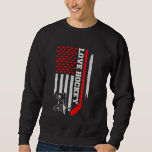 Vintage USA-Flagge Hockeyspieler, Hockeyschläger, Sweatshirt