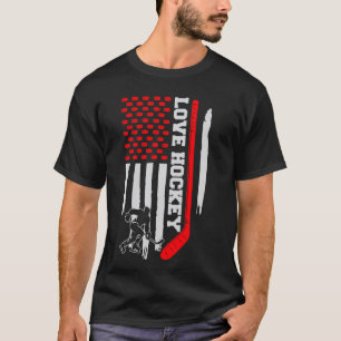 Vintage USA-Flagge Hockeyspieler, Hockeyschläger, T-Shirt