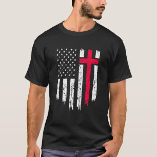 Vintage-USA-Flagge mit Kreuz im Distressed-Look Ch T-Shirt
