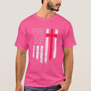 Vintage-USA-Flagge mit Kreuz im Distressed-Look Ch T-Shirt