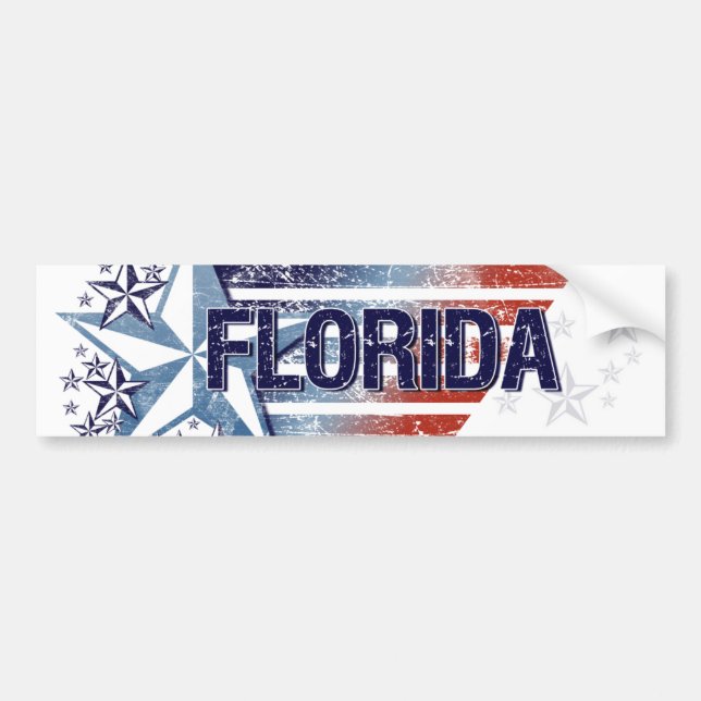 Vintage USA-Flagge mit Stern - Florida Autoaufkleber (Vorne)