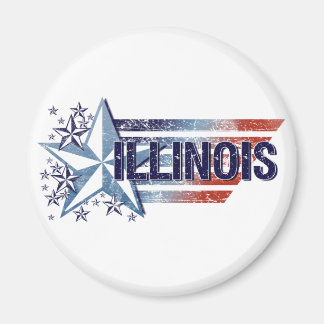 Vintage-USA-Flagge mit Stern – Illinois Magnet