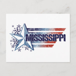 Vintage USA-Flagge mit Stern – Mississippi Postkarte