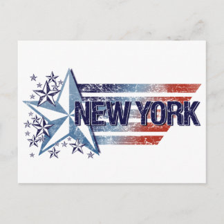 Vintage USA-Flagge mit Stern – New York Postkarte