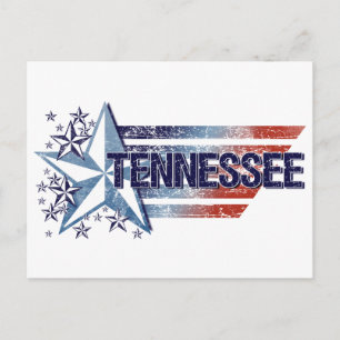 Vintage USA-Flagge mit Stern – Tennessee Postkarte